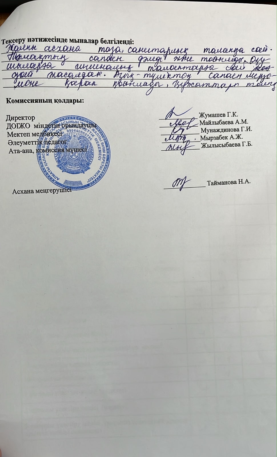 Тамақтану сапасына монитроинг жүргізу